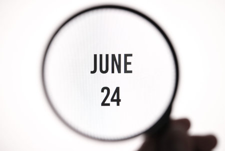 Date June 24 through the magnifying glass on the screen