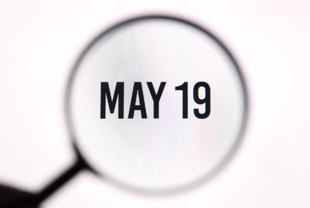 Date May 19 through the magnifying glass on the screen