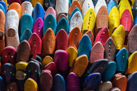 Stall with babouches, Moroccoの写真素材
