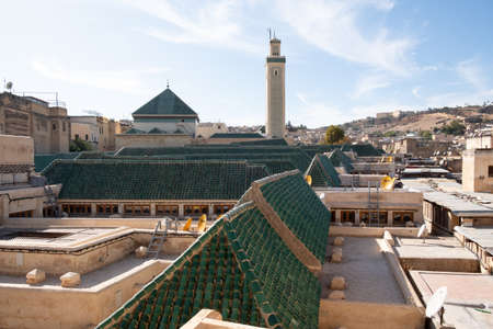 View over Kairaouine Mosque, one of the many places in Morocco that are only allowed for Muslims in Fez, Moroccoのeditorial素材