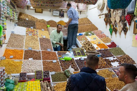 A spices shop in the medina in Marrakesh, Moroccoのeditorial素材