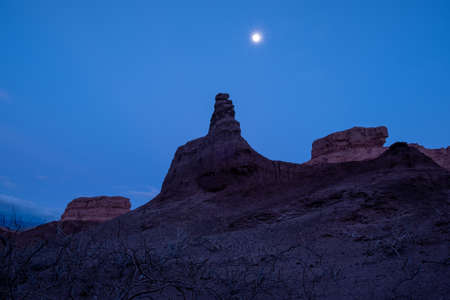 Moon over Quebrada de las Conchas, Cafayate, Salta, Argentinaの写真素材
