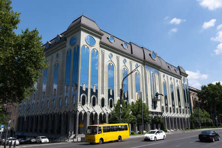Tbilisi, Georgia - August 2020: Georgian Museum of Fine Arts at Rustaveli Avenue. The exterior is impressive for it's size and interesting architecture.のeditorial素材