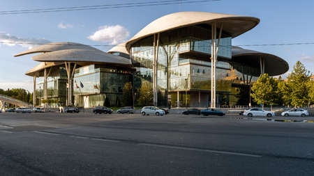 Tbilisi, Georgia - August 2020: Futuristic building of the Public Service Hall.のeditorial素材