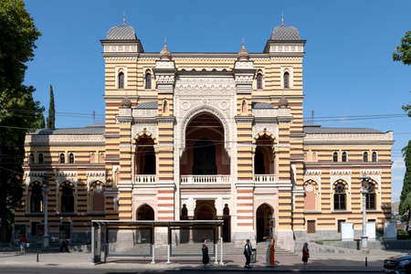Tbilisi, Georgia - August 2020: Oldest and most important opera house in Georgia, situated at Rustaveli Avenueのeditorial素材