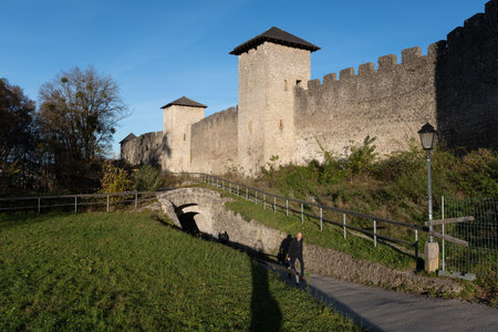 Salzburg, Austria - November 2020: fortified wall and walking route at MÃ¶nchsberg Salzburgのeditorial素材