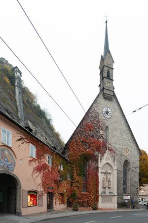 Salzburg, Austria - November 2020: St. Blasius Church in the heart of the city dates back to 1330 and was closly related to the 'civic hospital' around that timeのeditorial素材