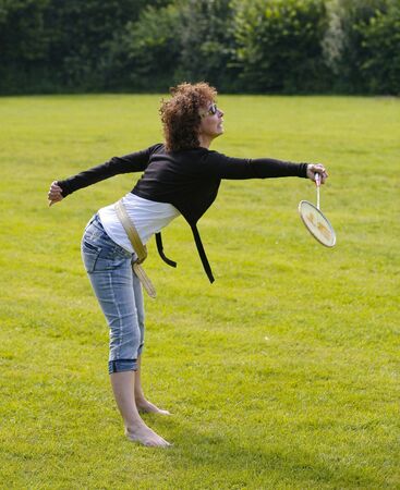 woman tries with the sportの写真素材