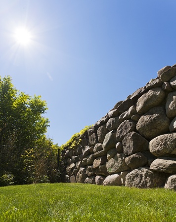 walls of rocks against blue skyの写真素材
