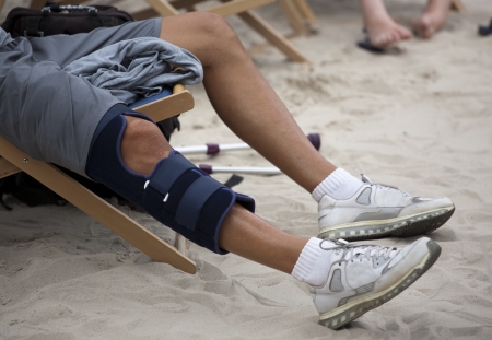 Protective sleeve on the knee of an athleteの写真素材