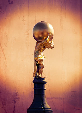 gilded statue of Atlasの写真素材