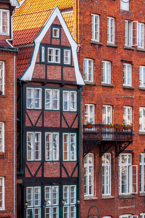 Half-timbered house in Hamburgのeditorial素材