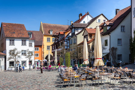 View of the marketplace in Meersburg at Lake Constanceのeditorial素材