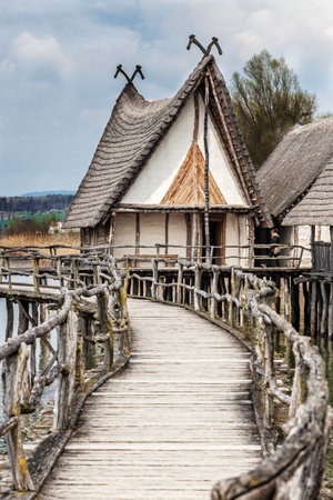 Stilt houses in Unteruhldingen at Lake Constanceのeditorial素材