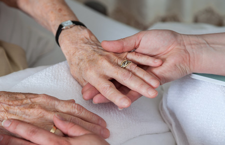 Cosmetics at the hands of a senior