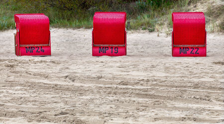 beach chair in redの写真素材