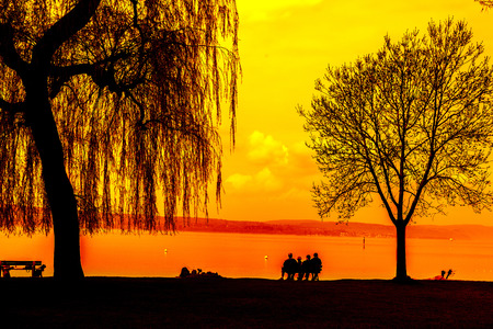red landscape at Lake Constanceの写真素材