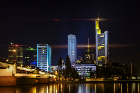 Frankfurt at nightのeditorial素材