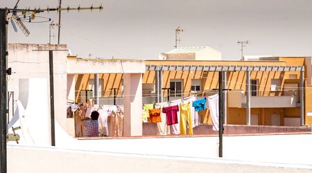 Laundry on a leashの写真素材