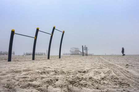 Fog on the beachの写真素材