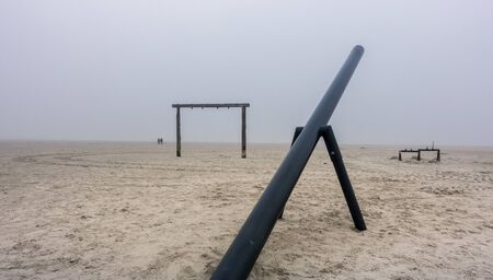 fog on the beachの写真素材