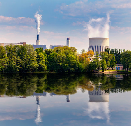 Industrial plant on the waterfront in Berlinのeditorial素材