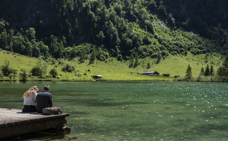 Couple on the Upper Lake in Bavariaの写真素材