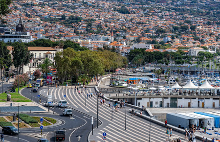 Overlooking the port of Funchal in Madeiraのeditorial素材