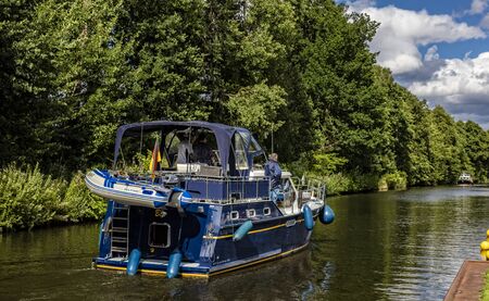 little yacht on the waterの写真素材