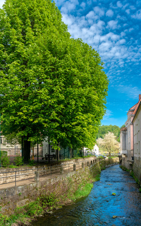 Small river in the village of K?nigstein in Saxonyの写真素材