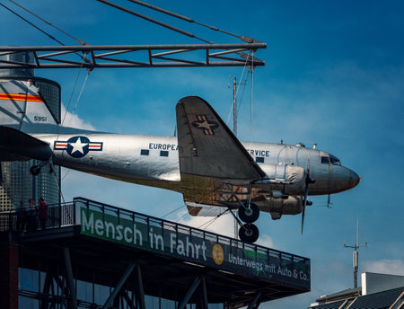 Airplane on the roof of the Technik Museum in Berlinのeditorial素材