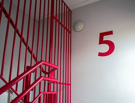 Latticed staircase in a tenementの写真素材