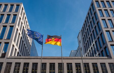 Flags on a building of the Berlin administration