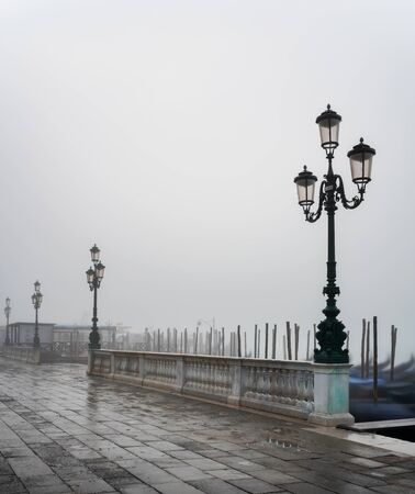St. Mark's Square in the morning mist in Veniceの写真素材