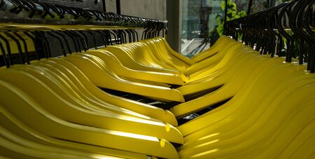 Yellow hangersの写真素材