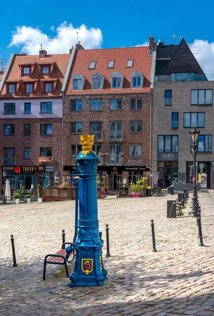 Water pump at the Market Square in Szczecin, Polandの写真素材