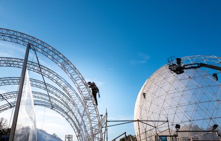 Stage set-up for an outdoor event