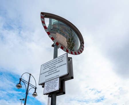 Notice of ban zone and no parking in front of the CDU Berlin business buildingの写真素材
