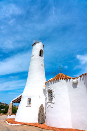 the white church of Stella Maris in Sardiniaの写真素材