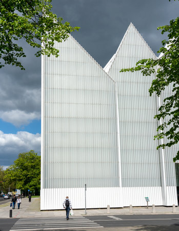 The futuristic and modern building of the Philharmonie in Szczecinのeditorial素材