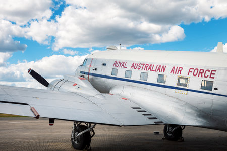 old Australian airline propeller planeのeditorial素材