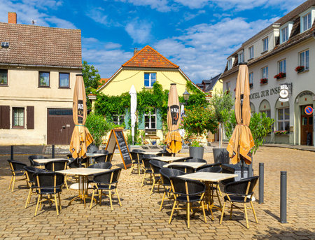 empty restaurant in a small village near Lehninのeditorial素材
