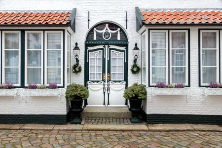 house entrances in north german style in husumの写真素材