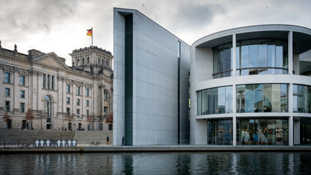 government building and the Reichstag in Berlin's government districtのeditorial素材