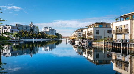 Houses and condominiums at the Tegeler Hafen in Berlin Reinickendorfのeditorial素材
