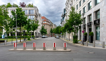 Obstacles on the road in front of the Foreign Office in Berlinのeditorial素材