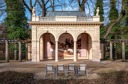 music pavilion in the rose garden of the citizen park in berlin pankowのeditorial素材