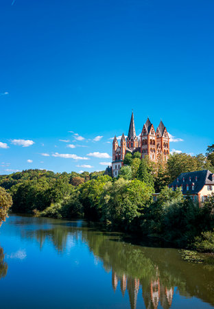 The cathedral in Limburg an der Lahn, Hesse, Germanyの写真素材
