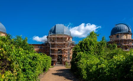 the einstein tower and other buildings in the einstein science park in potsdam in brandenburgのeditorial素材