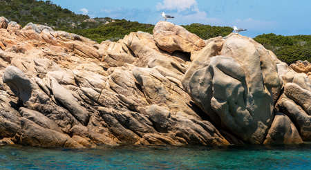 the rocks of capo testa on the island of sardiniaの写真素材
